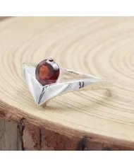 Garnet Ring - 925 Sterling Silver Handmade Minimalist Jewelry