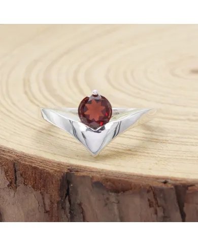 Garnet Ring - 925 Sterling Silver Handmade Minimalist Jewelry