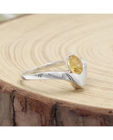 Natural Citrine Ring - 925 Sterling Silver Handmade Minimalist Jewelry