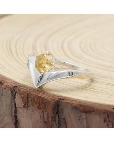 Natural Citrine Ring - 925 Sterling Silver Handmade Minimalist Jewelry