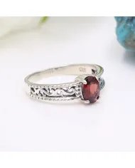 Minimalist Garnet Gemstone Ring - Handcrafted Sterling Silver Jewelry