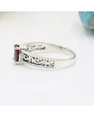 Minimalist Garnet Gemstone Ring - Handcrafted Sterling Silver Jewelry