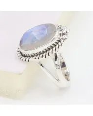 Rainbow Moonstone Ring - Handmade 925 Sterling Silver Vintage Jewelry