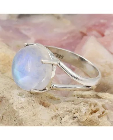 Rainbow Moonstone Ring – 925 Sterling Silver Natural Gemstone Jewelry
