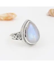 Rainbow Moonstone Ring – 925 Sterling Silver Handmade Boho Jewelry