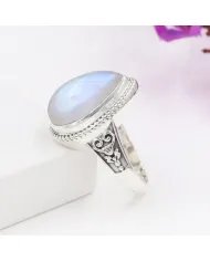 Rainbow Moonstone Ring – 925 Sterling Silver Handmade Boho Jewelry