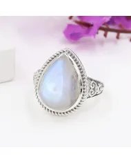 Rainbow Moonstone Ring – 925 Sterling Silver Handmade Boho Jewelry