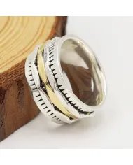 Brass Spinner Two Tone Ring – 925 Silver Meditation & Stress Relief Jewelry