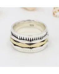 Brass Spinner Two Tone Ring – 925 Silver Meditation & Stress Relief Jewelry