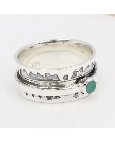 Emerald Spinner Ring - 925 Sterling Silver Anxiety & Fidget Jewelry
