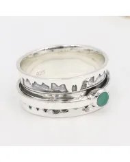 Emerald Spinner Ring - 925 Sterling Silver Anxiety & Fidget Jewelry