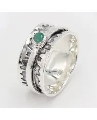 Emerald Spinner Ring - 925 Sterling Silver Anxiety & Fidget Jewelry