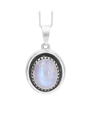 Rainbow Moonstone Pendant - 925 Sterling Silver Oval Handmade Jewelry
