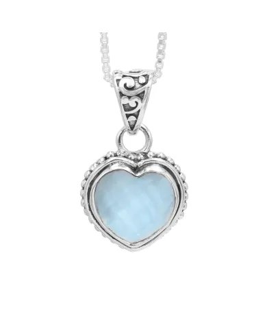 Natural Sky Blue Topaz Heart Pendant – 925 Sterling Silver Minimalist Jewelry