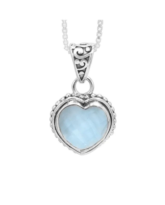 Natural Sky Blue Topaz Heart Pendant – 925 Sterling Silver Minimalist Jewelry