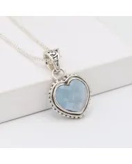 Natural Sky Blue Topaz Heart Pendant – 925 Sterling Silver Minimalist Jewelry