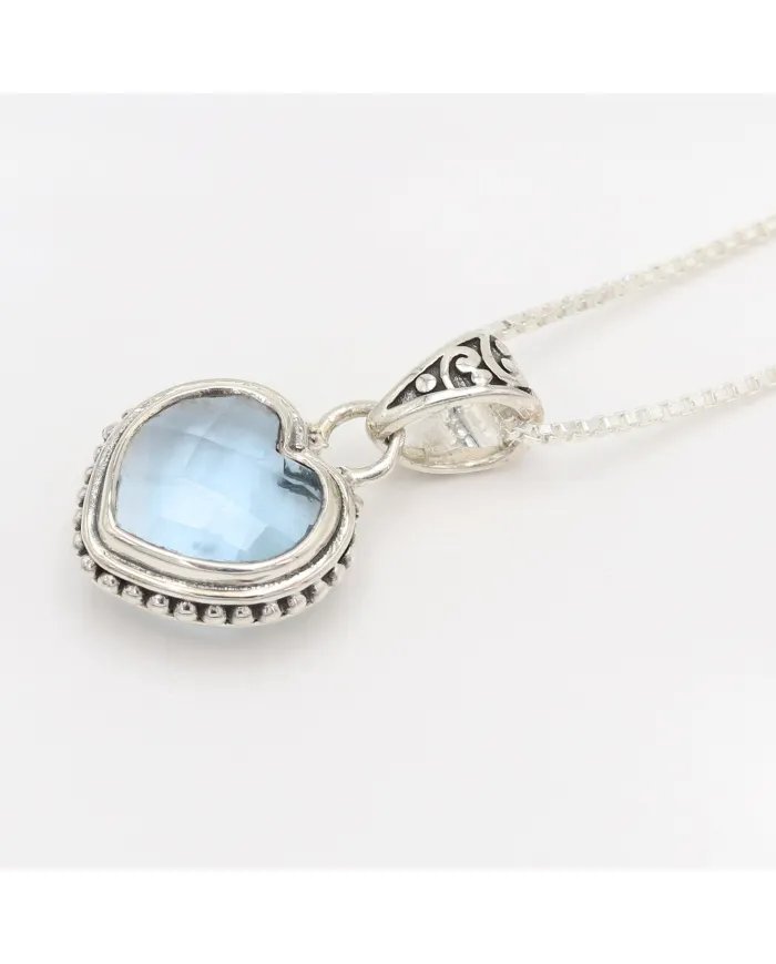 Natural Sky Blue Topaz Heart Pendant – 925 Sterling Silver Minimalist Jewelry