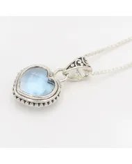 Natural Sky Blue Topaz Heart Pendant – 925 Sterling Silver Minimalist Jewelry