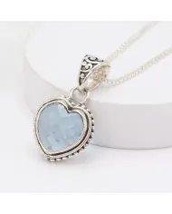 Natural Sky Blue Topaz Heart Pendant – 925 Sterling Silver Minimalist Jewelry