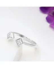 Swarovski Crystal Cuff Ring – 925 Sterling Silver Handmade Jewelry