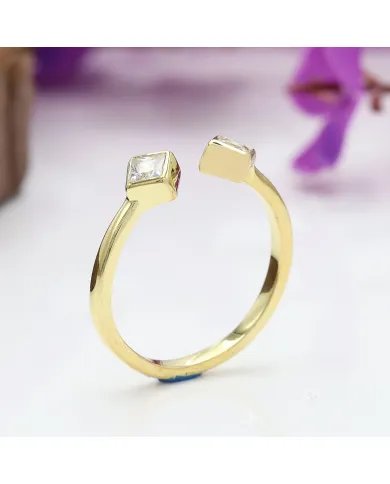 Swarovski Crystal Cuff Ring – Gold Plated 925 Sterling Silver
