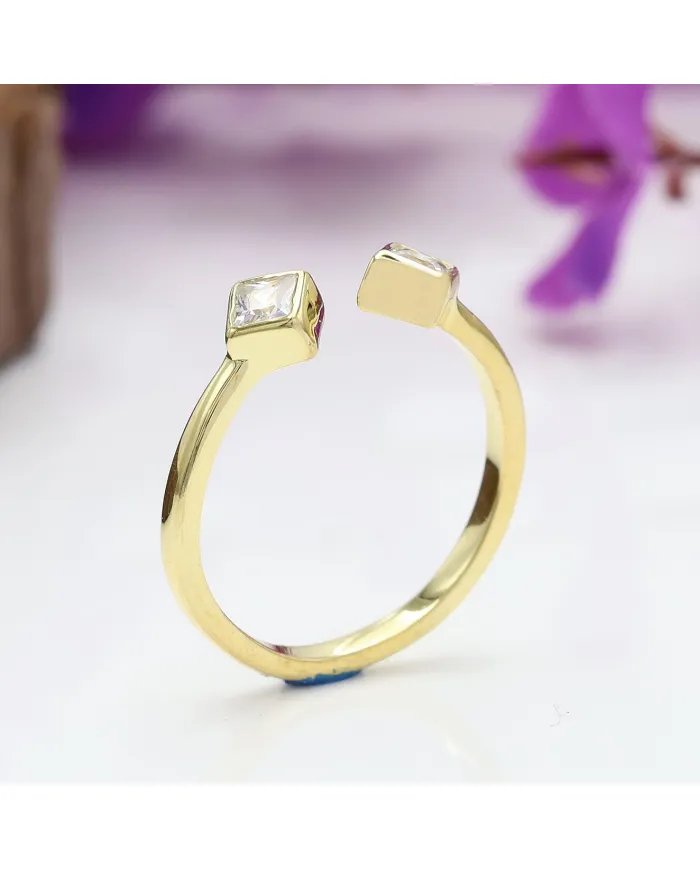 Swarovski Crystal Cuff Ring – Gold Plated 925 Sterling Silver