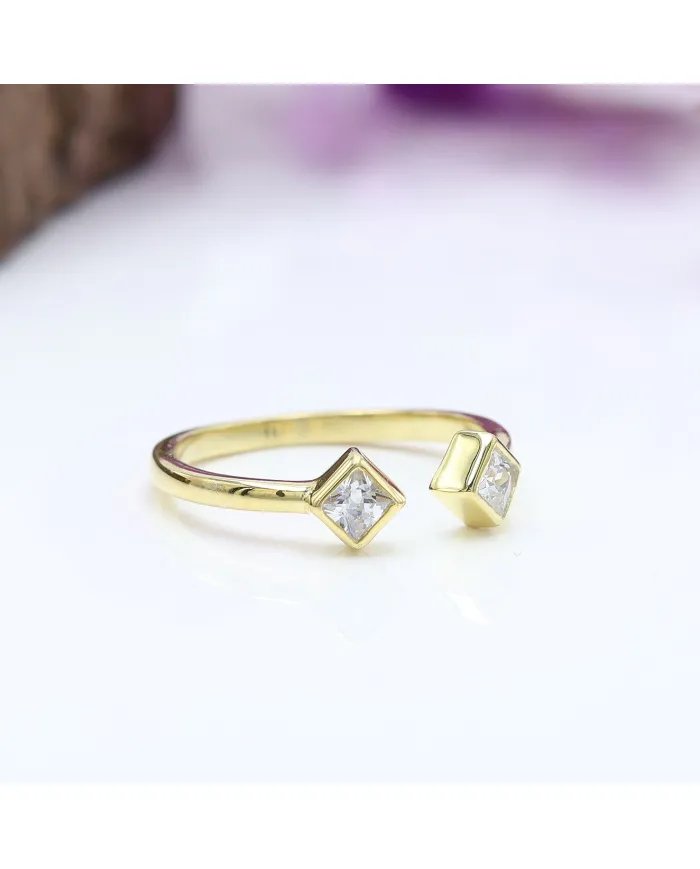 Swarovski Crystal Cuff Ring – Gold Plated 925 Sterling Silver