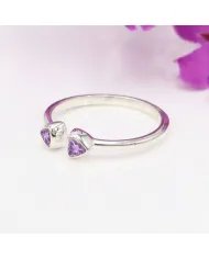 Amethyst Open Ring Trillion Cut - 925 Sterling Silver Handmade Jewelry