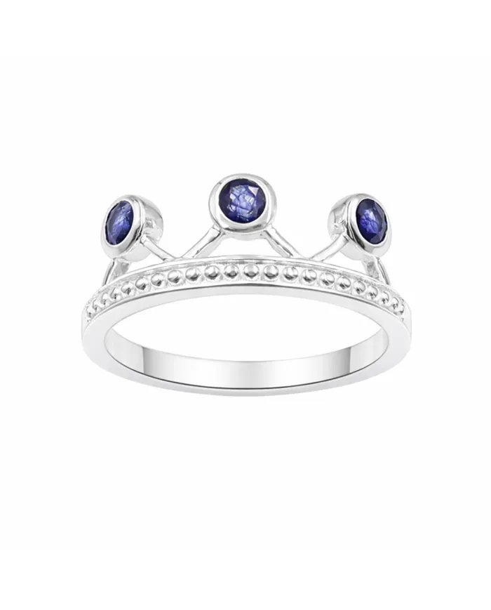 Blue Sapphire Crown Ring - 925 Sterling Silver Tiara Band