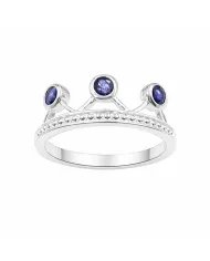 Blue Sapphire Crown Ring - 925 Sterling Silver Tiara Band