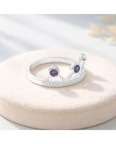 Blue Sapphire Crown Ring - 925 Sterling Silver Tiara Band