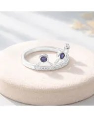 Blue Sapphire Crown Ring - 925 Sterling Silver Tiara Band
