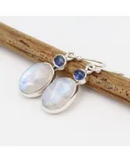 Rainbow Moonstone Earrings - 925 Sterling Silver Kyanite Gemstone Jewelry