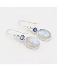 Rainbow Moonstone Earrings - 925 Sterling Silver Kyanite Gemstone Jewelry