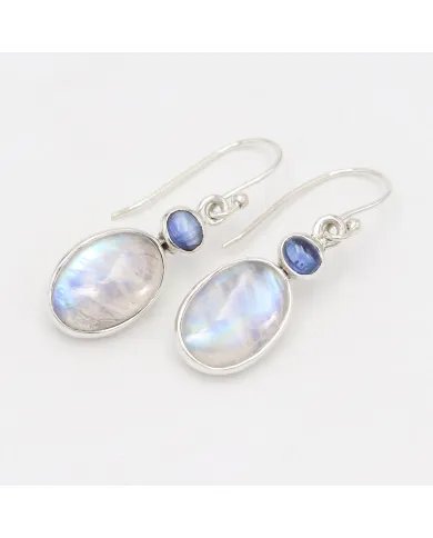 Rainbow Moonstone Earrings - 925 Sterling Silver Kyanite Gemstone Jewelry