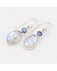 Rainbow Moonstone Earrings - 925 Sterling Silver Kyanite Gemstone Jewelry