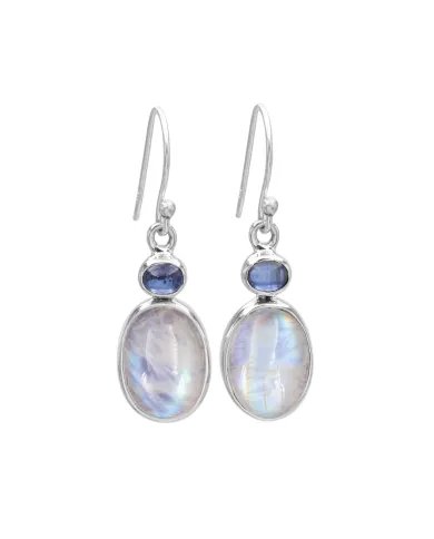 Rainbow Moonstone Earrings - 925 Sterling Silver Kyanite Gemstone Jewelry