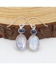 Rainbow Moonstone Earrings - 925 Sterling Silver Kyanite Gemstone Jewelry