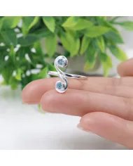 Swiss Blue Topaz Swirl Ring - 925 Sterling Silver Handmade Jewelry