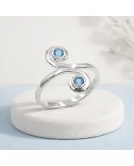 Swiss Blue Topaz Swirl Ring - 925 Sterling Silver Handmade Jewelry