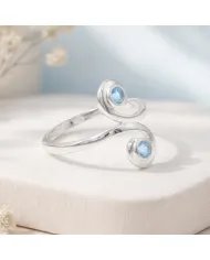 Swiss Blue Topaz Swirl Ring - 925 Sterling Silver Handmade Jewelry