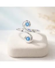 Swiss Blue Topaz Swirl Ring - 925 Sterling Silver Handmade Jewelry