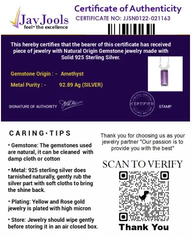 Amethyst Gemstone Pendant - 925 Sterling Silver Necklace for Women