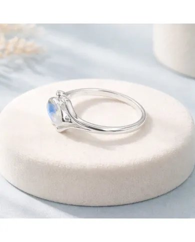 Rainbow Moonstone Marquise Ring - 925 Sterling Silver Women's Jewelry
