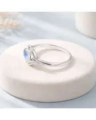 Rainbow Moonstone Marquise Ring - 925 Sterling Silver Women's Jewelry