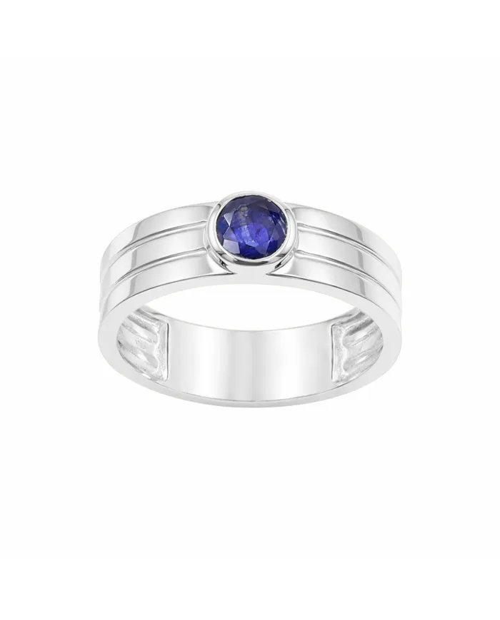 Blue Sapphire Band Ring - 925 Sterling Silver Handmade Jewelry
