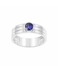 Blue Sapphire Band Ring - 925 Sterling Silver Handmade Jewelry