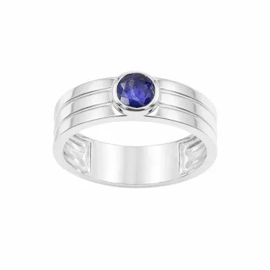 Blue Sapphire Band Ring - 925 Sterling Silver Handmade Jewelry