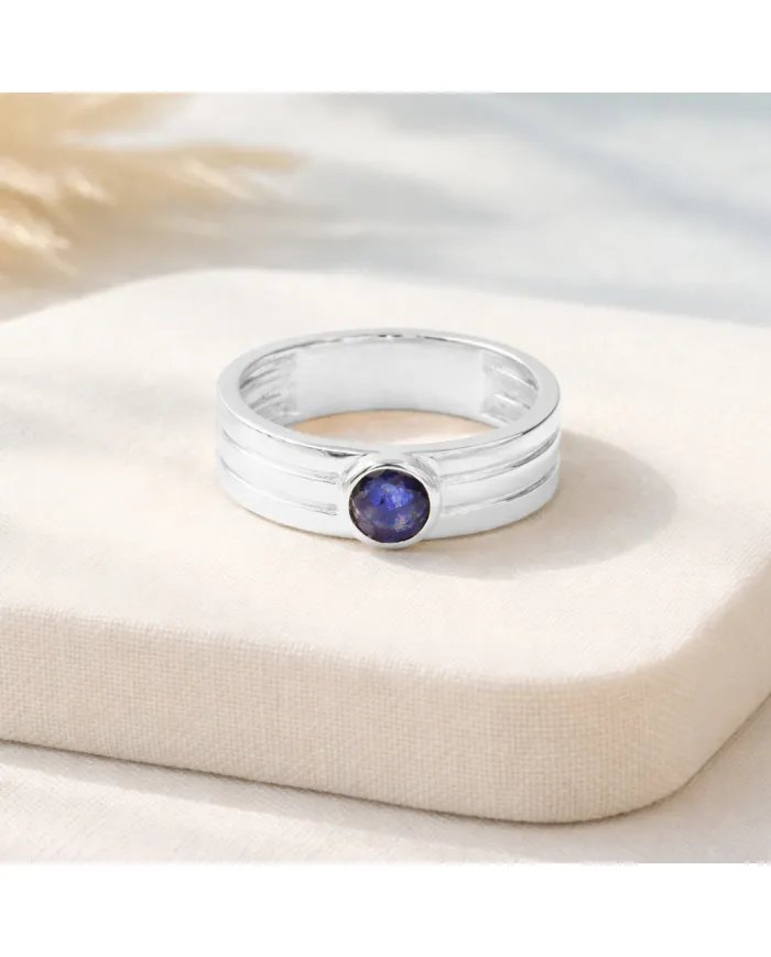 Blue Sapphire Band Ring - 925 Sterling Silver Handmade Jewelry