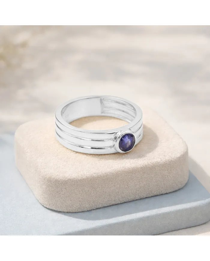 Blue Sapphire Band Ring - 925 Sterling Silver Handmade Jewelry